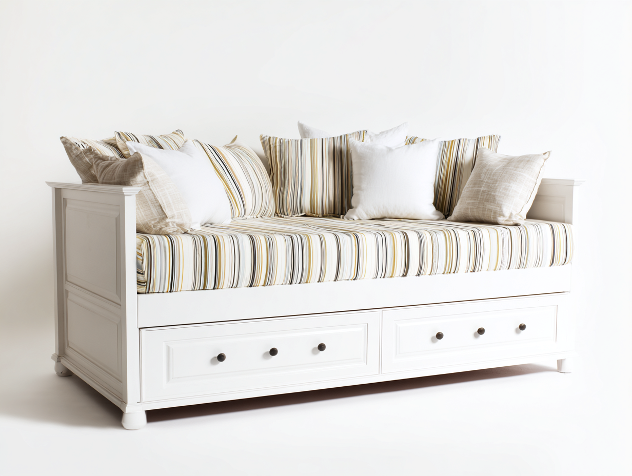 Schlafsofa Holz 208x98x92 cm - Weiß-Beige - Klassisches Design-Panorodwell