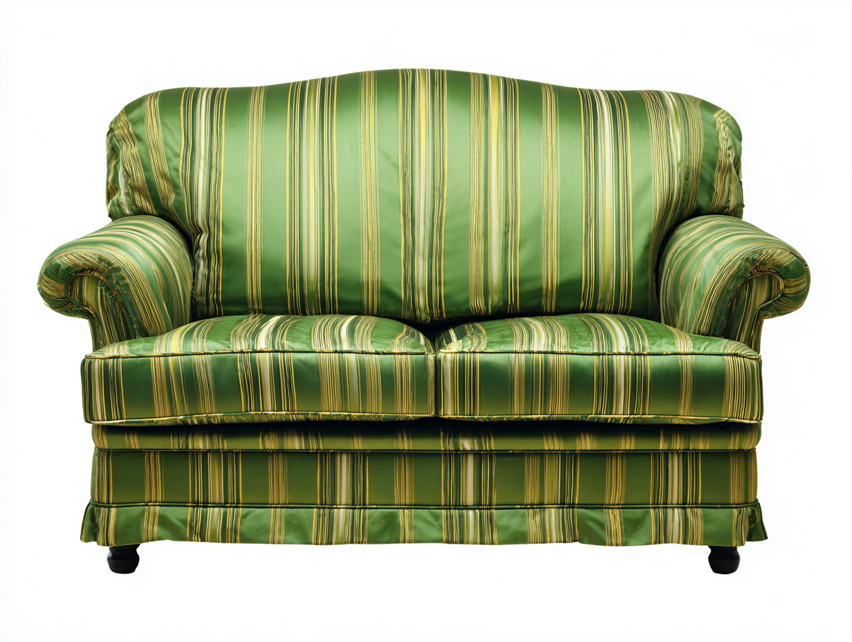Zweisitzer Sofa Stoff gepolstert 135x82x88 cm - Grün-Gelb - klassisches Streifendesign-Panorodwell