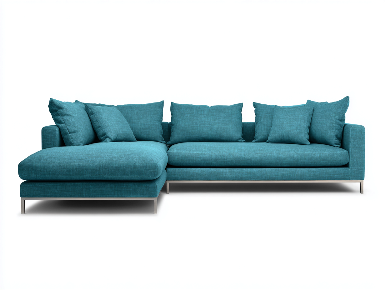 Ecksofa Stoff 268x160x82cm Blau Modernes Design-Panorodwell