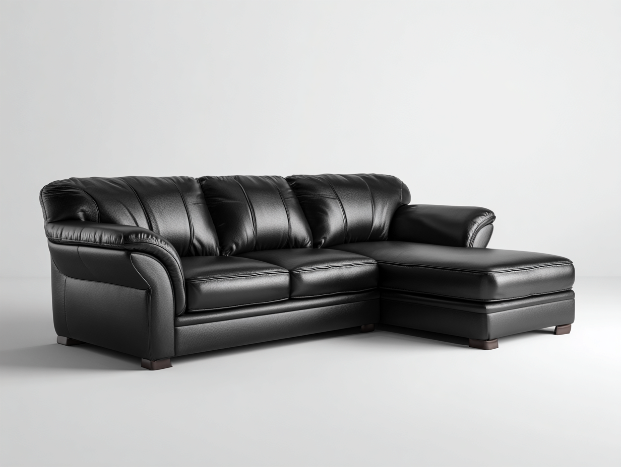 Ecksofa Kunstleder Holz 245x155x88 cm - Schwarz - Gepolstert - Klassisches Design-Panorodwell