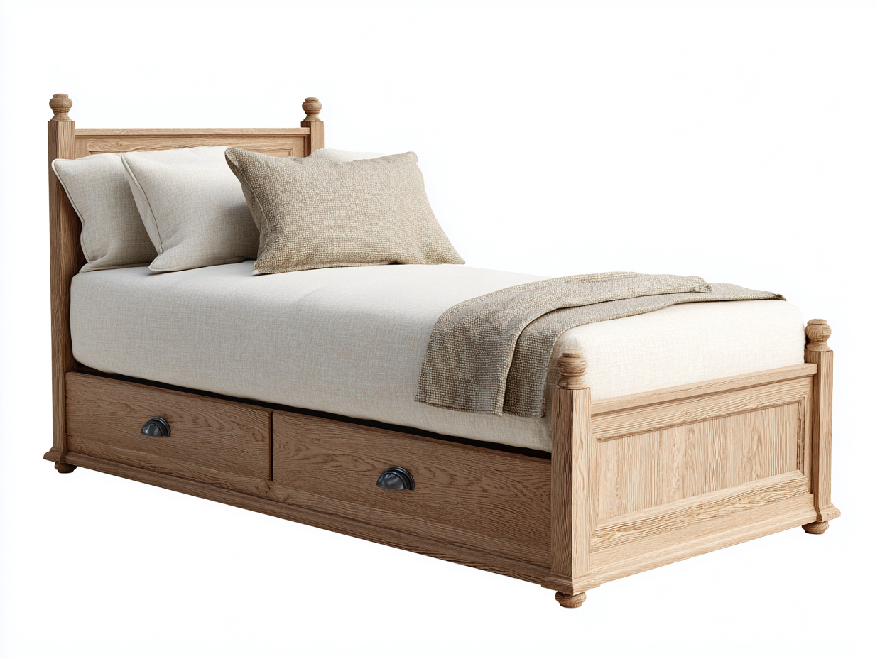 Einzelbett Holz 200x100x110 cm - Natur-Schwarz - Klassisches Design geeignet für Schlafzimmer-Panorodwell
