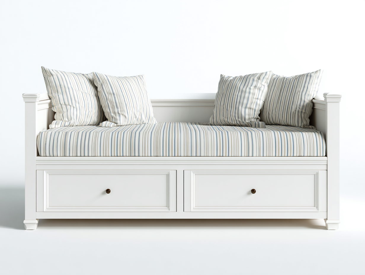 Schlafsofa Holz Stoff 205x98x92cm Weiß Modernes Design mit Schubladen-Panorodwell