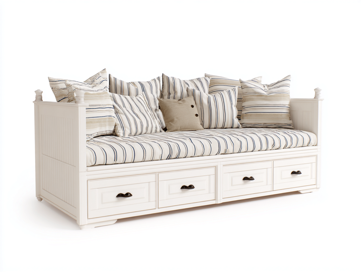 Schlafsofa Holz 200x90x95 cm - Weiß-Schwarz - Klassisches Design geeignet für Schlafzimmer-Panorodwell