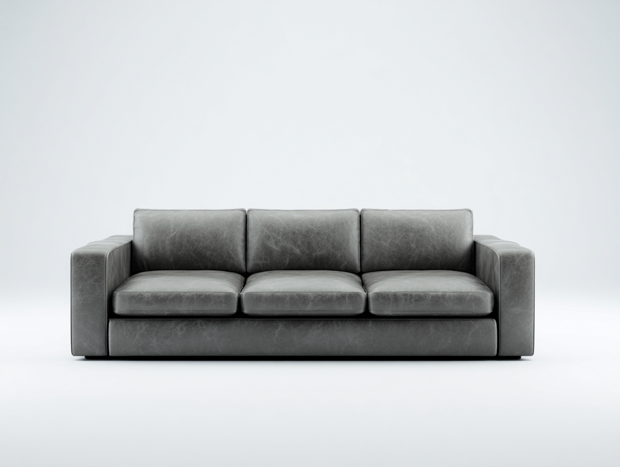 Sofás 3 plazas piel sintética 210x90x80 cm - gris - diseño moderno minimalista-Vilaihaven