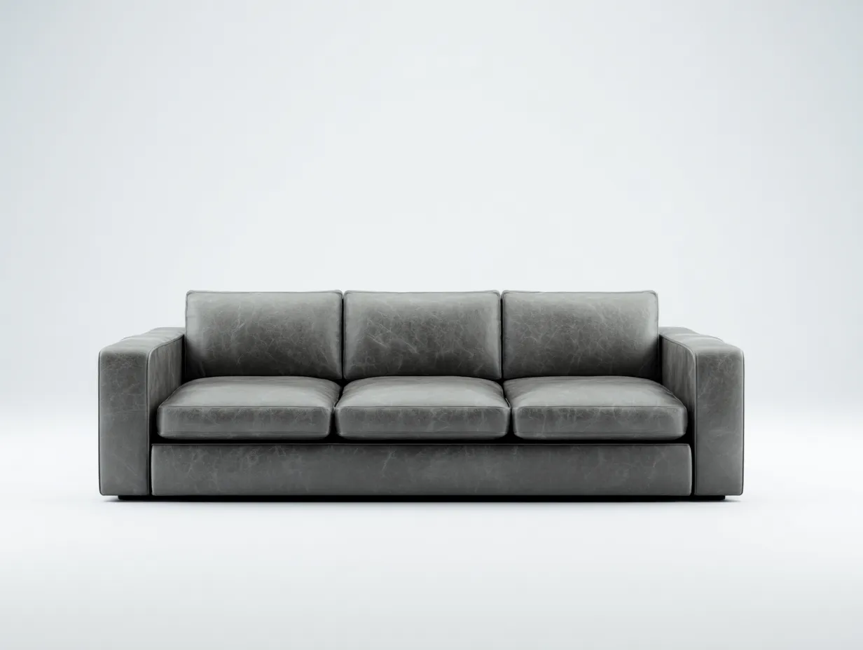 Sofás 3 plazas piel sintética 210x90x80 cm - gris - diseño moderno minimalista-Vilaihaven