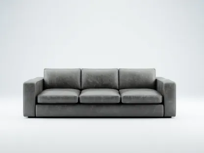 Sofás 3 plazas piel sintética 210x90x80 cm - gris - diseño moderno minimalista-Vilaihaven
