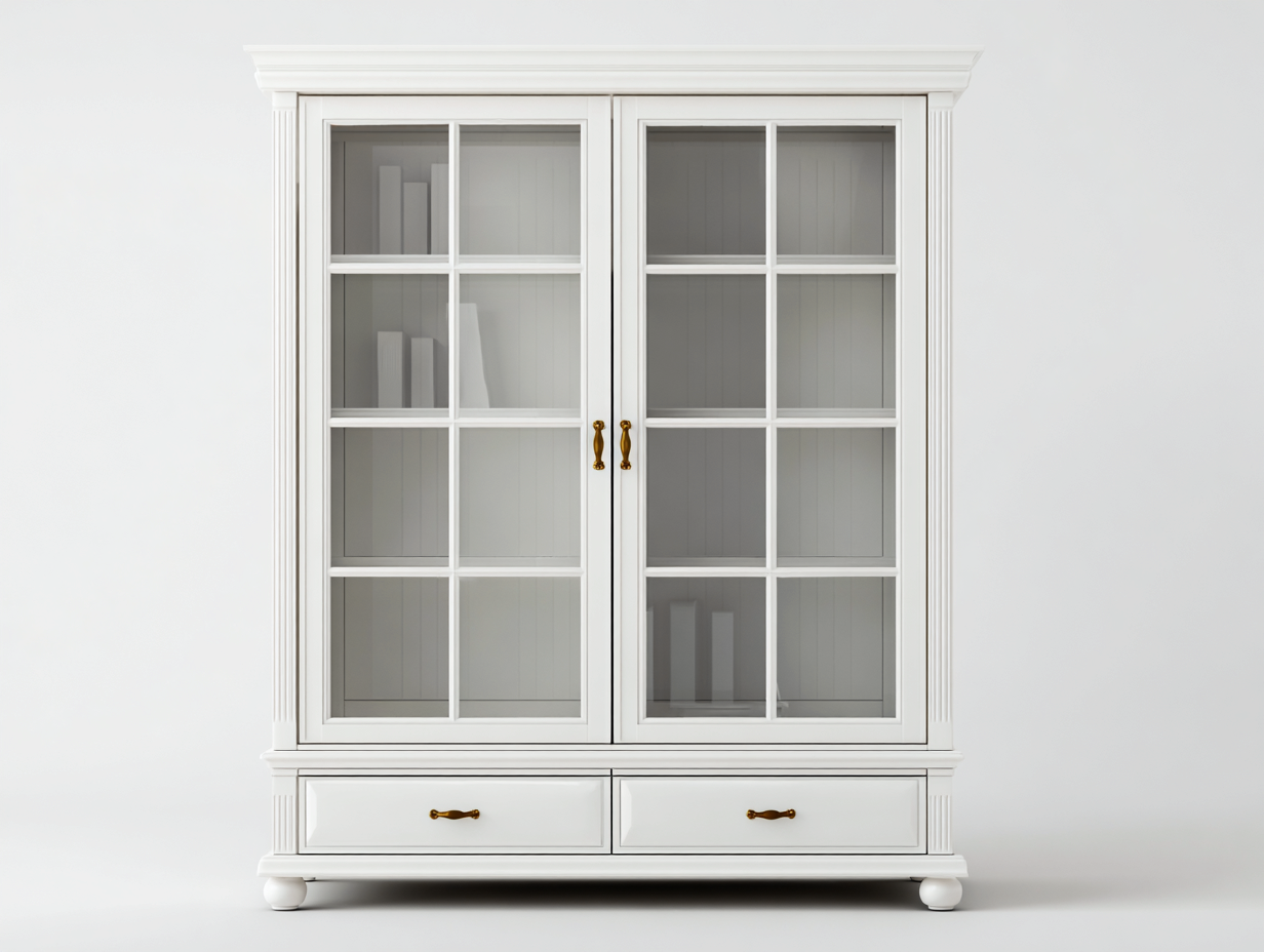 Estanterías madera 120x45x180 cm - color blanco - diseño clásico para salón y entrada con almacenamiento-Vilaihaven