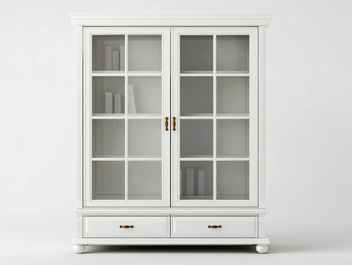 Estanterías madera 120x45x180 cm - color blanco - diseño clásico para salón y entrada con almacenamiento-Vilaihaven