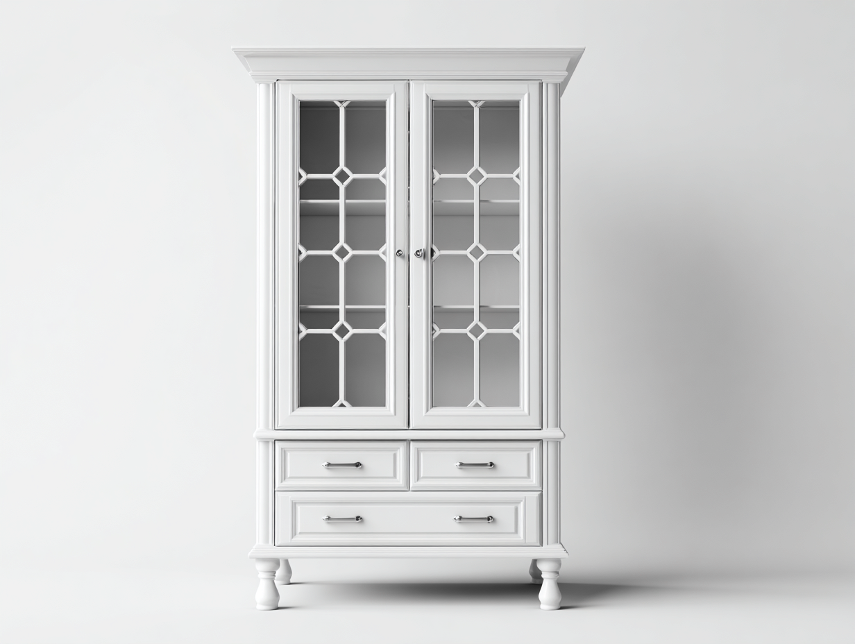 Estanterías madera MDF 110x45x185 cm - blanco - 2 puertas 3 cajones diseño clásico-Vilaihaven