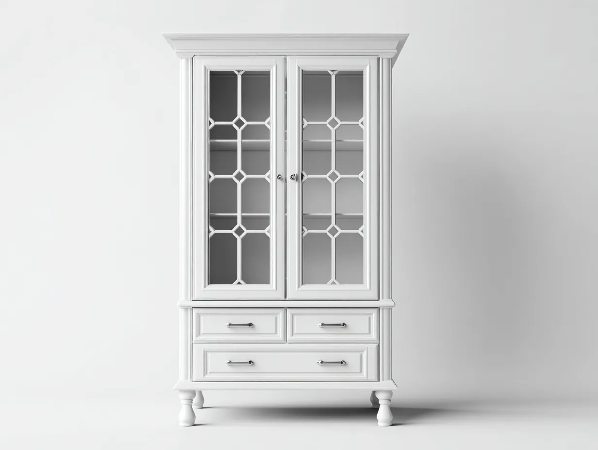 Estanterías madera MDF 110x45x185 cm - blanco - 2 puertas 3 cajones diseño clásico-Vilaihaven