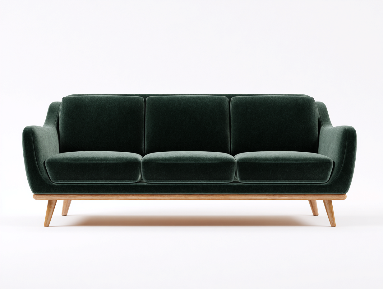 Sofás 3 plazas tela terciopelo 200x85x80 cm - verde oscuro y madera - diseño moderno-Vilaihaven