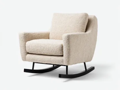 Mecedoras tapizadas 80x85x95 cm - beige-negro - base de madera - diseño moderno-Vilaihaven