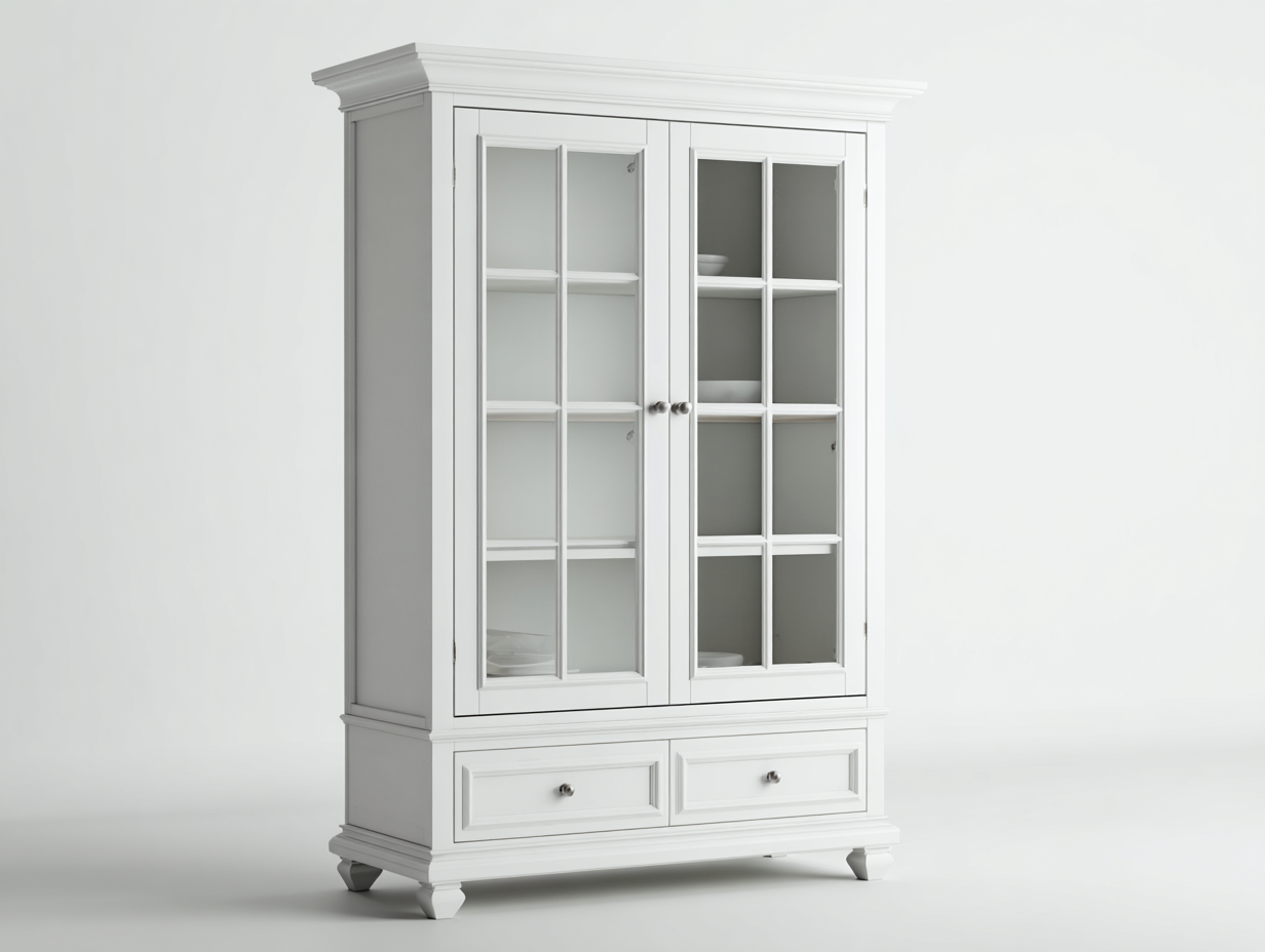 Estanterías de madera 100x40x190 cm - color blanco - 2 puertas y 2 cajones - diseño clásico para salón-Vilaihaven