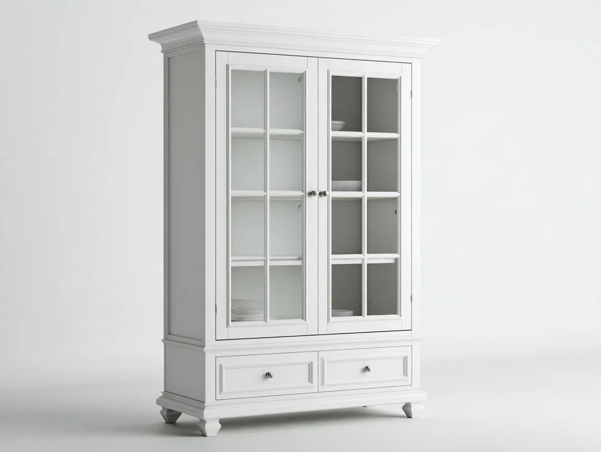 Estanterías de madera 100x40x190 cm - color blanco - 2 puertas y 2 cajones - diseño clásico para salón-Vilaihaven