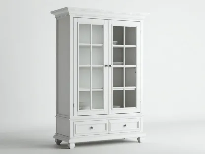 Estanterías de madera 100x40x190 cm - color blanco - 2 puertas y 2 cajones - diseño clásico para salón-Vilaihaven