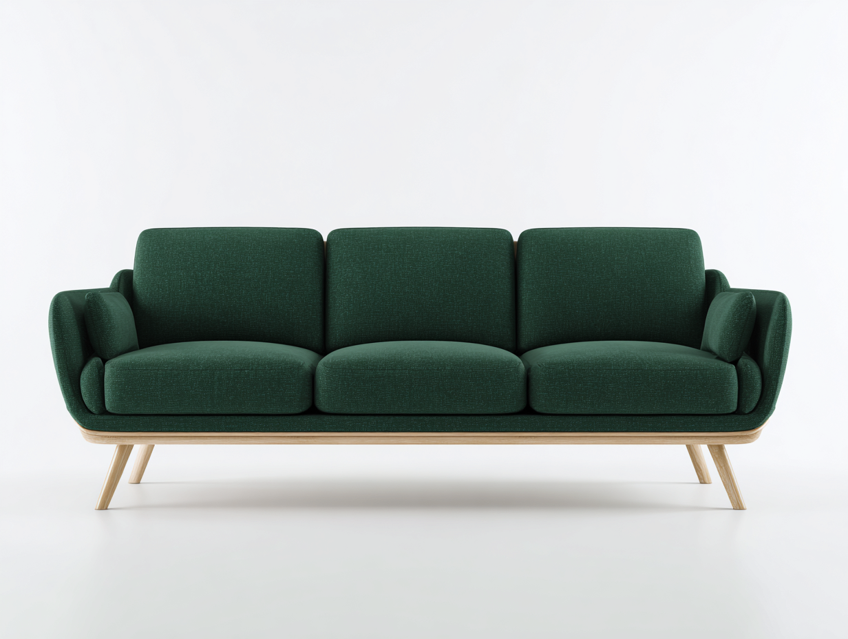 Sofás 3 plazas de tela 200x85x85 cm - color verde - estructura de madera - diseño moderno para salón-Vilaihaven