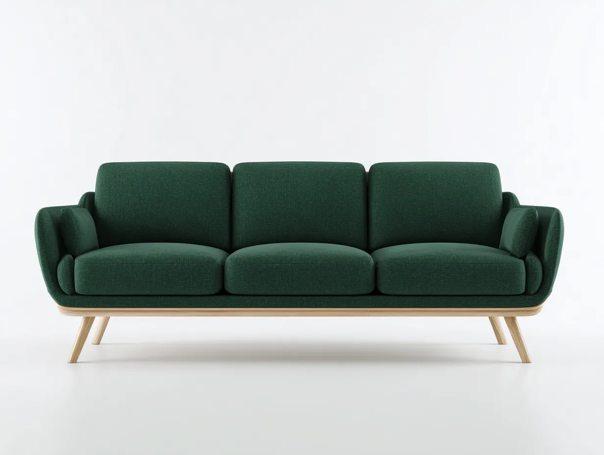 Sofás 3 plazas de tela 200x85x85 cm - color verde - estructura de madera - diseño moderno para salón-Vilaihaven