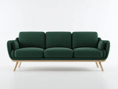 Sofás 3 plazas de tela 200x85x85 cm - color verde - estructura de madera - diseño moderno para salón-Vilaihaven
