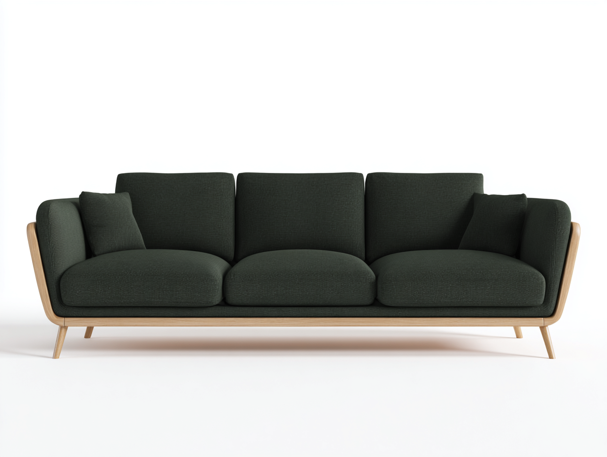 Sofás 3 plazas tapizados 210x85x80 cm - verde-roble - diseño moderno-Vilaihaven