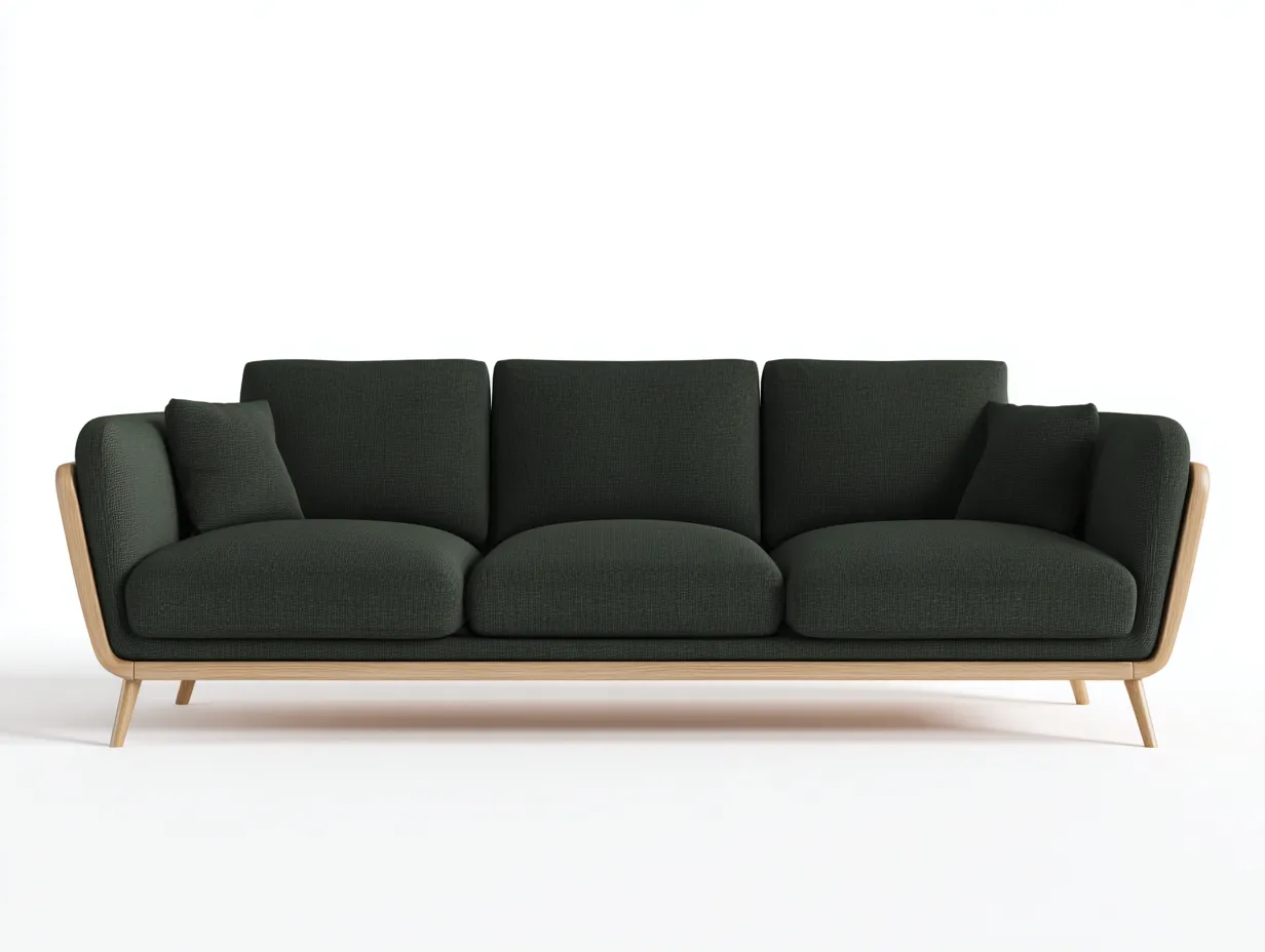 Sofás 3 plazas tapizados 210x85x80 cm - verde-roble - diseño moderno-Vilaihaven