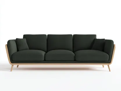 Sofás 3 plazas tapizados 210x85x80 cm - verde-roble - diseño moderno-Vilaihaven