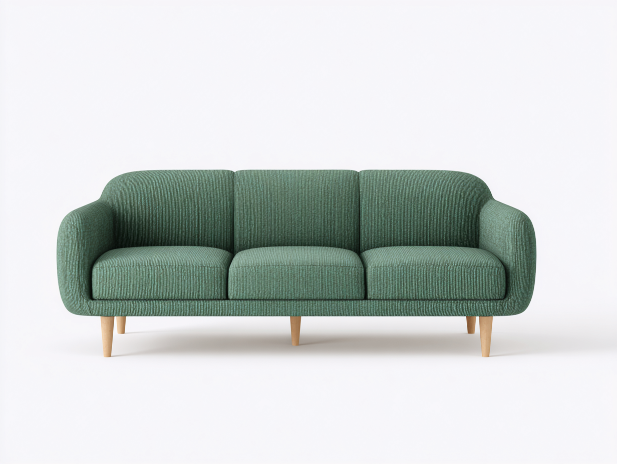 Sofás 3 plazas tela 200x85x85 cm color verde diseño moderno con patas de madera-Vilaihaven