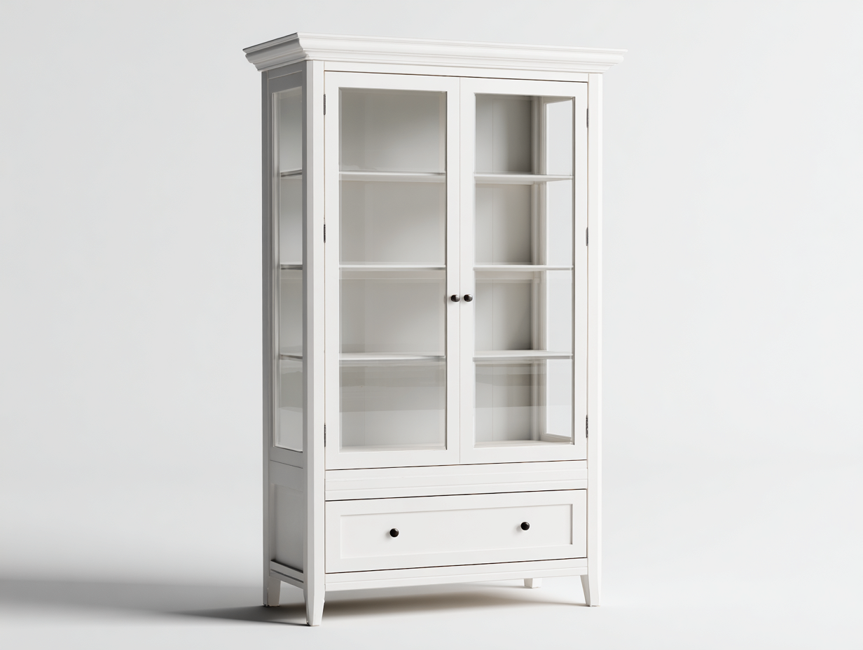 Estanterías de madera 90x40x190 cm - blanco - 2 puertas 1 cajón - estilo clásico-Vilaihaven