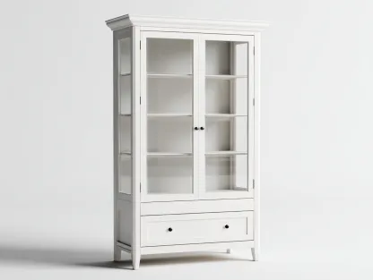 Estanterías de madera 90x40x190 cm - blanco - 2 puertas 1 cajón - estilo clásico-Vilaihaven