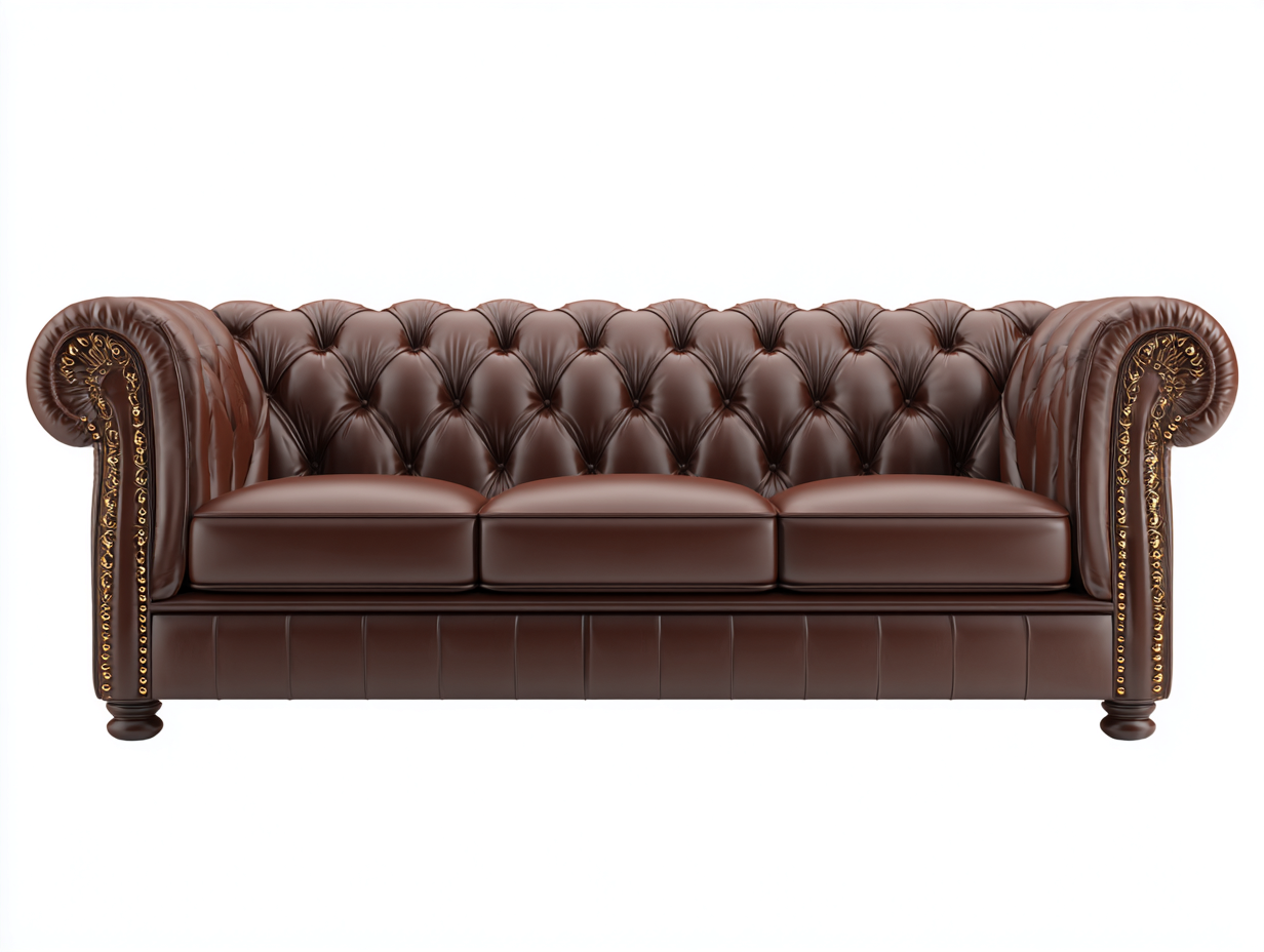 Sofás 3 plazas de cuero 220x90x80 cm - marrón - estilo clásico Chesterfield-Vilaihaven