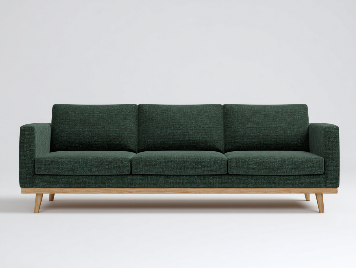 Sofás 3 plazas tela 200x85x80 cm - color verde oscuro - diseño moderno para salón-Vilaihaven