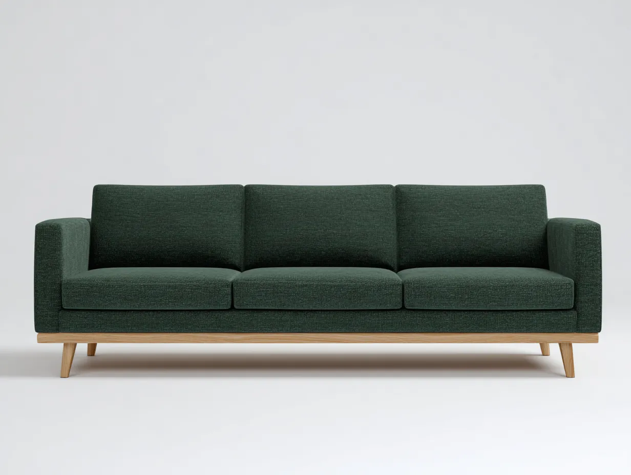 Sofás 3 plazas tela 200x85x80 cm - color verde oscuro - diseño moderno para salón-Vilaihaven