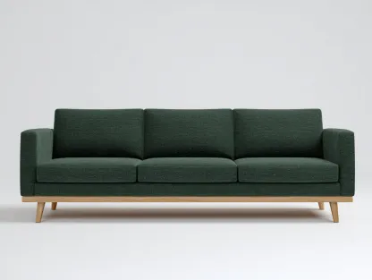 Sofás 3 plazas tela 200x85x80 cm - color verde oscuro - diseño moderno para salón-Vilaihaven