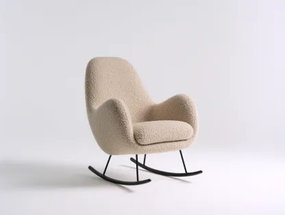 Mecedoras tapizadas 75x85x95 cm - color beige - estructura metálica - diseño moderno para salón-Vilaihaven