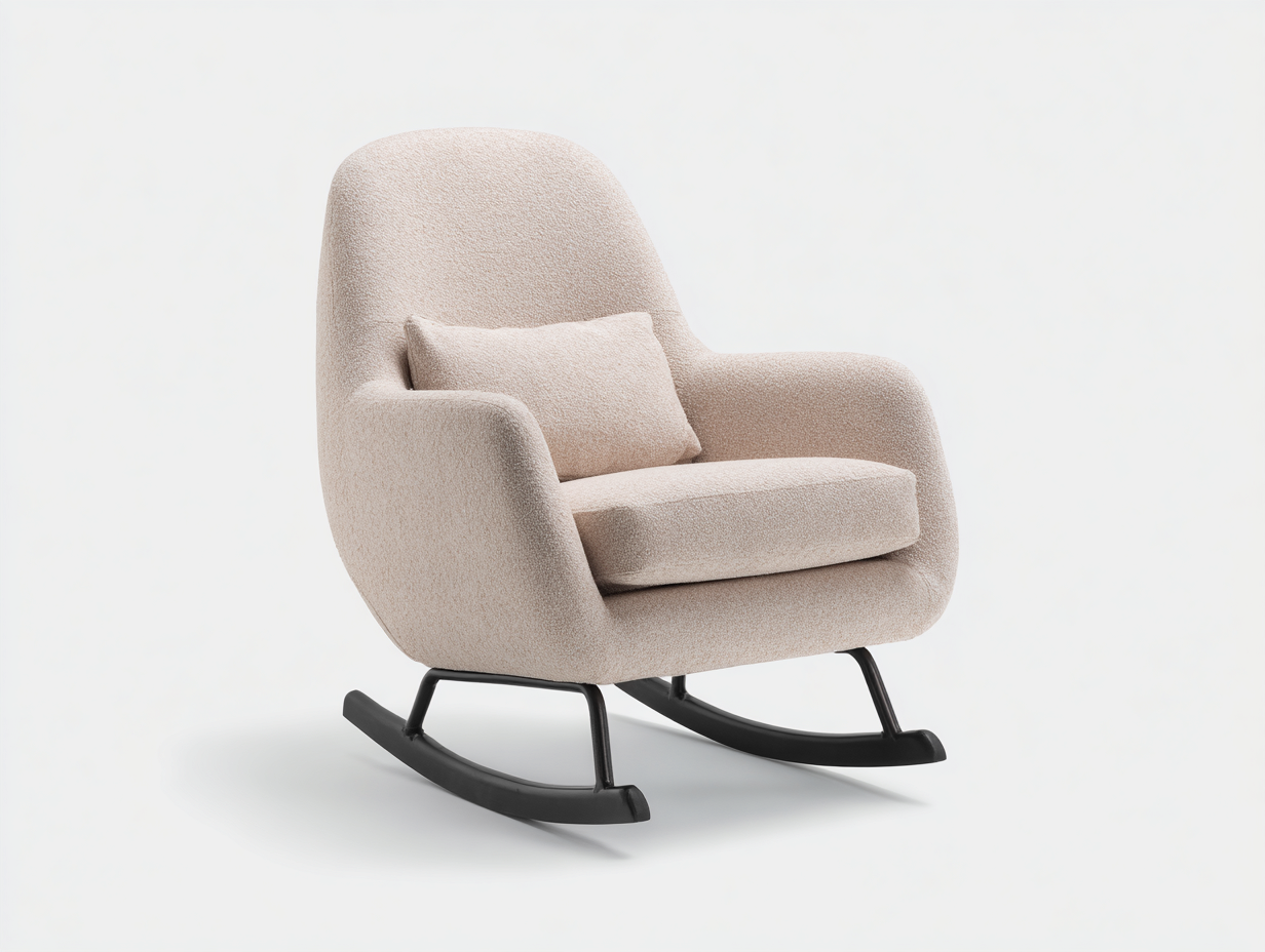 Mecedoras tapizadas 78x82x95 cm - beige-negro - base metálica - diseño moderno-Vilaihaven