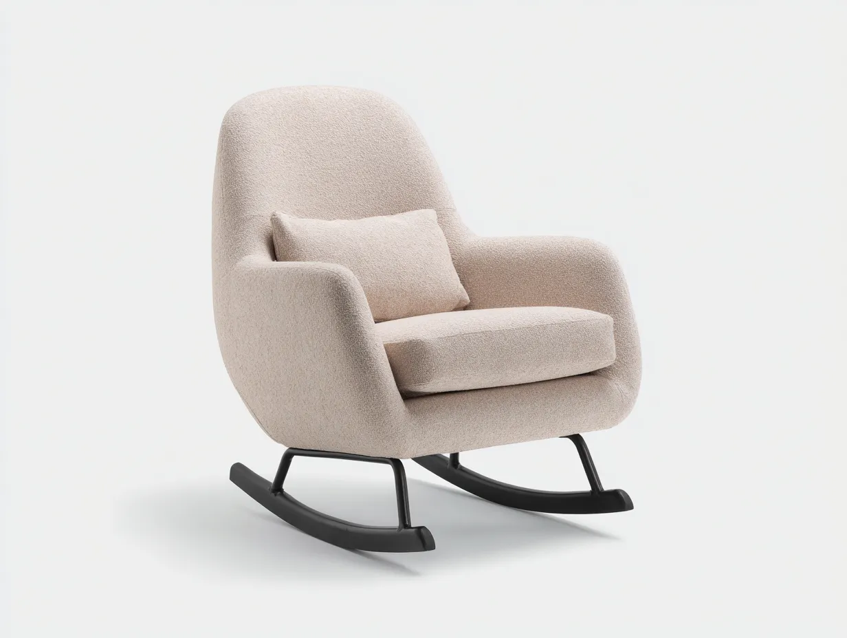 Mecedoras tapizadas 78x82x95 cm - beige-negro - base metálica - diseño moderno-Vilaihaven