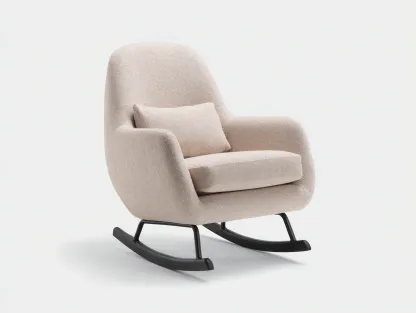 Mecedoras tapizadas 78x82x95 cm - beige-negro - base metálica - diseño moderno-Vilaihaven