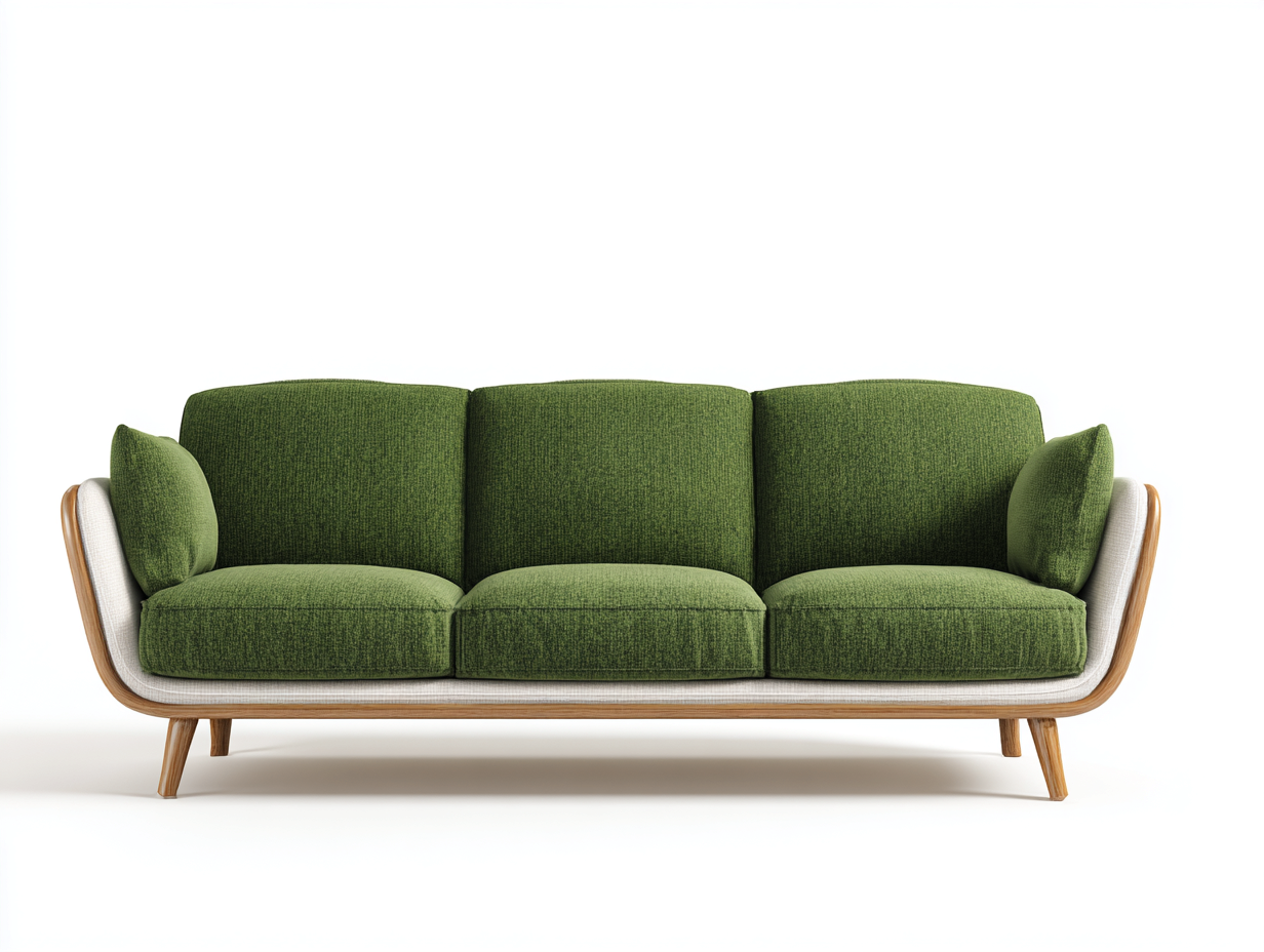 Sofás 3 plazas tela 205x90x82 cm - color verde - diseño moderno para salón con estructura de madera-Vilaihaven