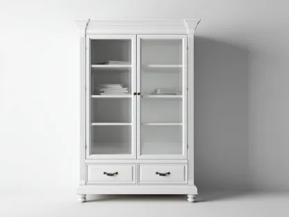 Estanterías madera 100x40x180 cm color blanco diseño clásico con 2 puertas y 2 cajones-Vilaihaven