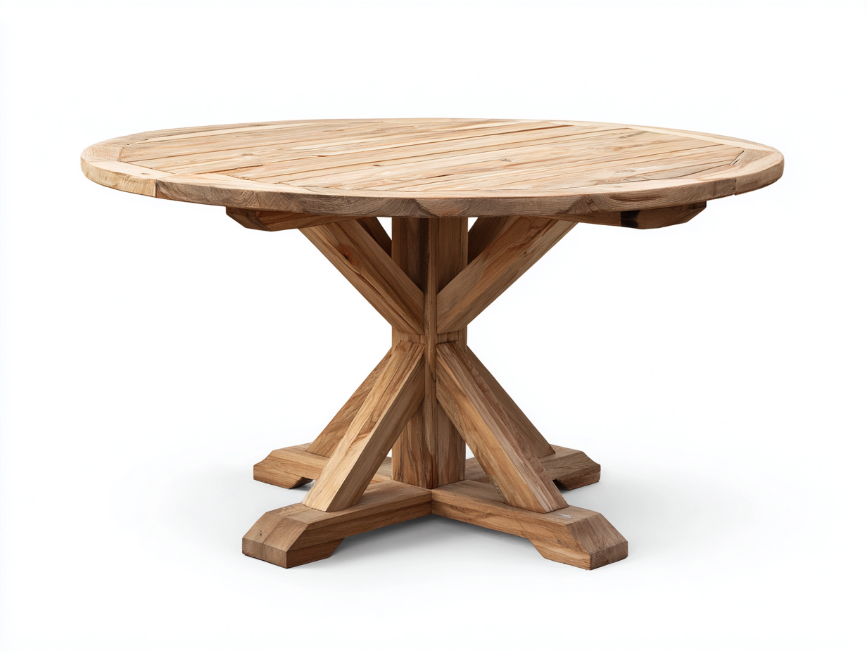 Gartentisch Holz 130x130x76 cm - Natur - Klassisches Design geeignet für Außenbereich-Voroohaus