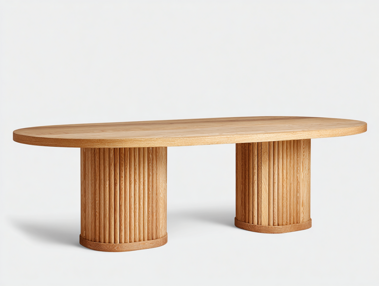 Gartentisch Holz 220x100x75 cm - Braun - Oval - Modernes Design-Voroohaus
