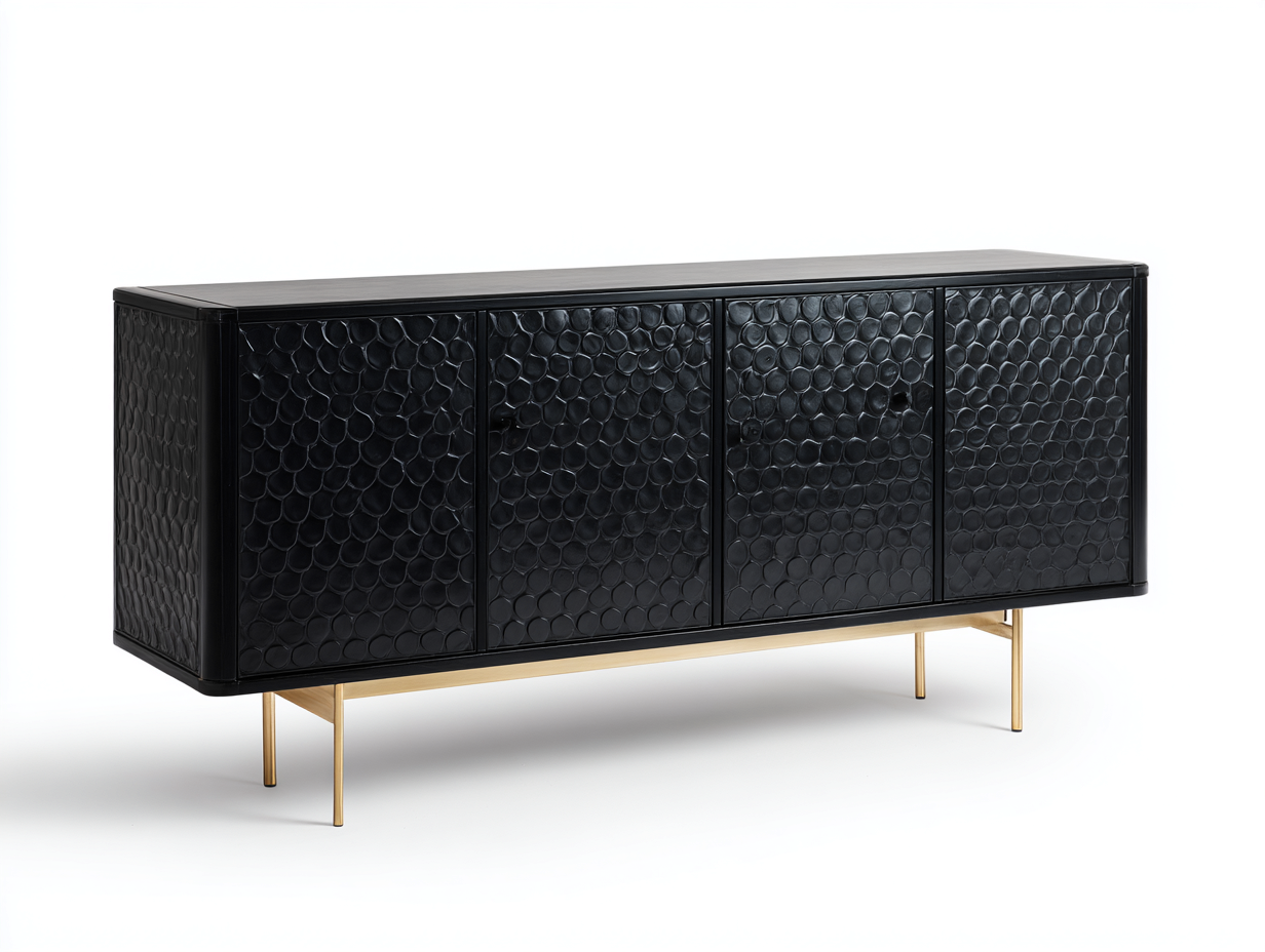 Dielenschränke Holz Metall 162x40x80cm Schwarz-Gold Elegantes Design-Voroohaus