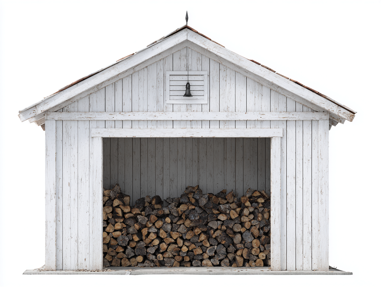 Kaminholzregal Holz 180x70x190 cm - Weiß-Braun - Landhausstil-Voroohaus