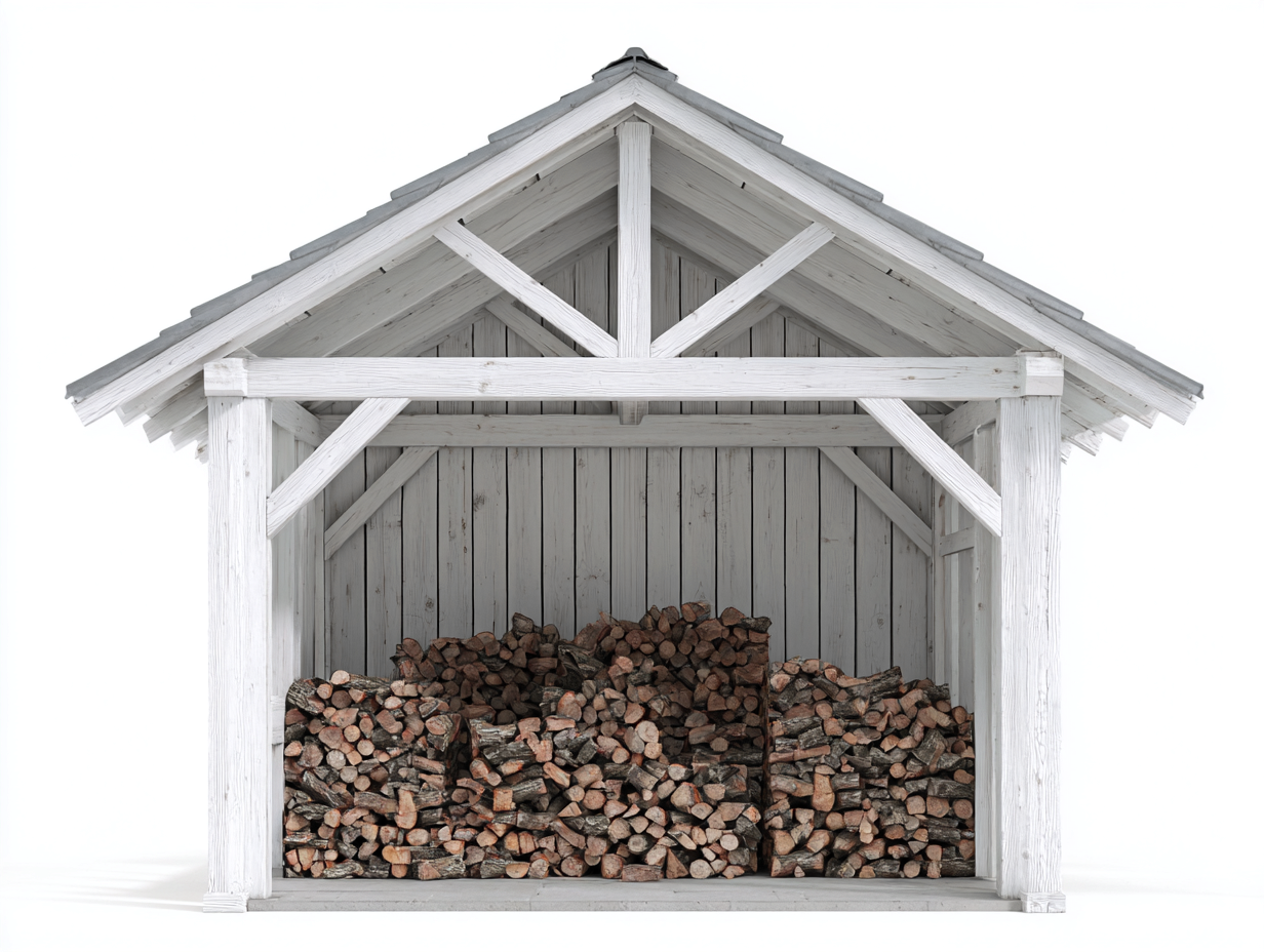 Kaminholzregal Holz 220x85x210 cm - Weiß - Überdacht - Klassisches Design-Voroohaus