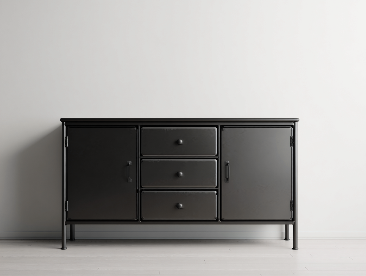 Dielenschränke Metall 140x40x85 cm - Schwarz - Modernes Design geeignet für Flur-Voroohaus