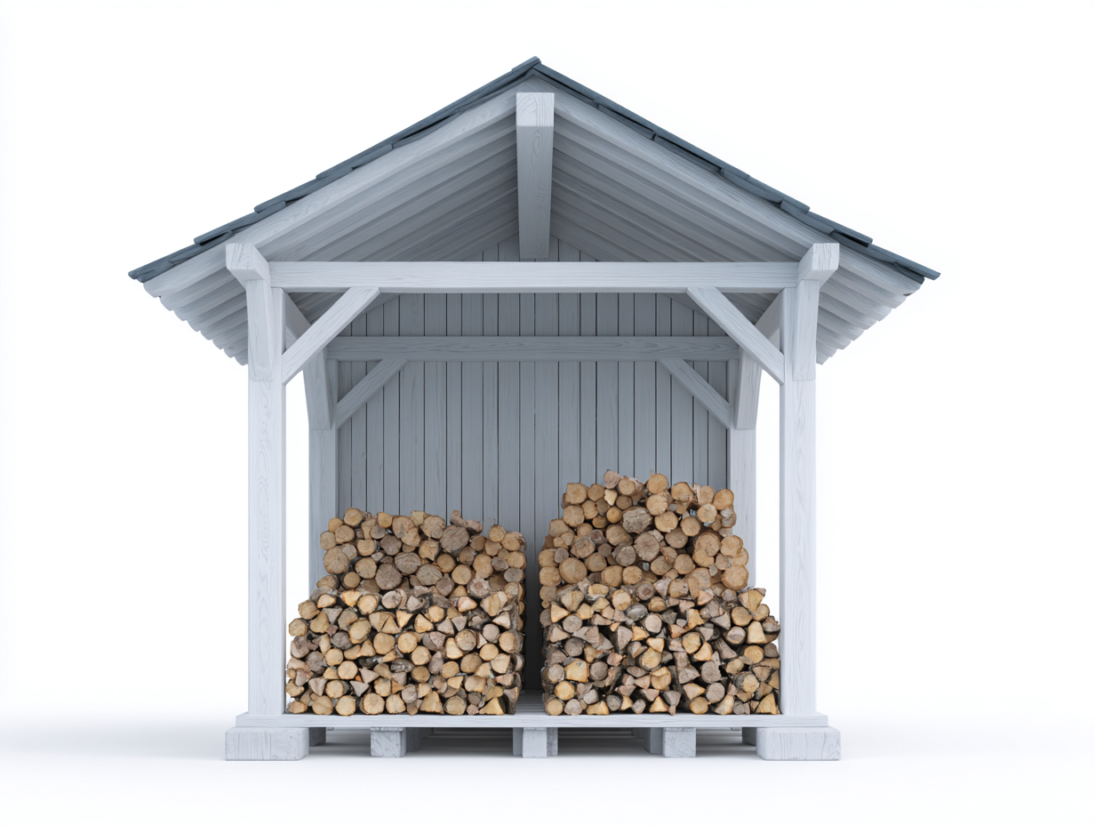 Kaminholzregal Holz 180x90x190 cm - Hellgrau-Grau - Klassisches Design geeignet für Außenbereich-Voroohaus