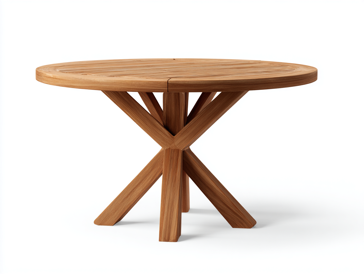Gartentisch Holz 120x120x75cm Braun Rundes Design-Voroohaus