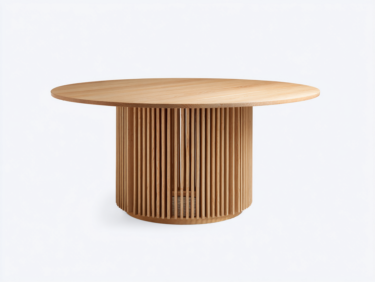 Gartentisch Holz 130x130x75cm Natur Rundes Design-Voroohaus
