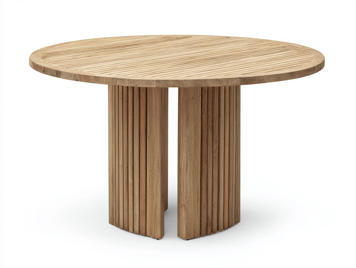 Gartentisch Holz 130x130x75 cm - Braun - Rund - Modernes Design-Voroohaus