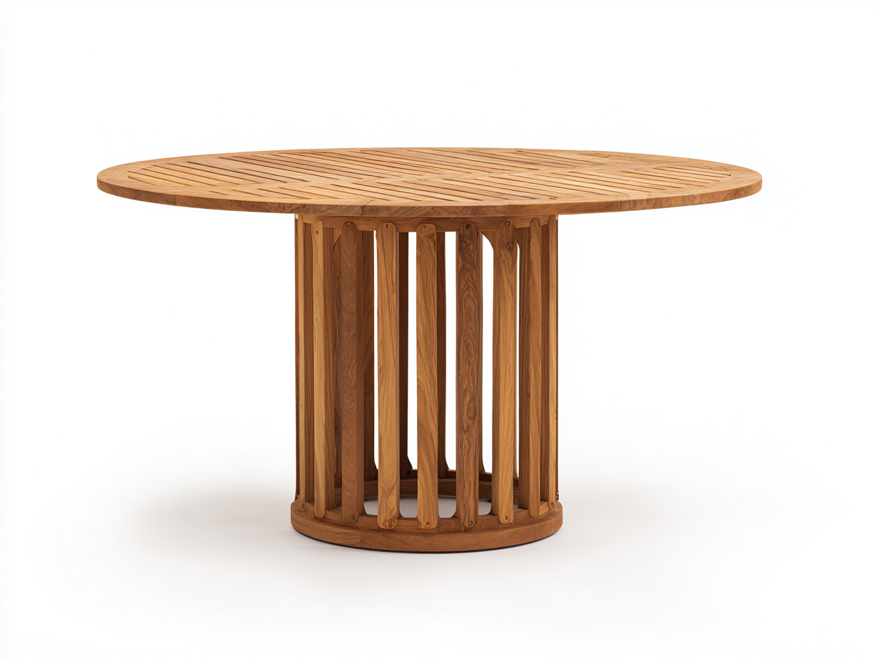 Gartentisch Holz 140x140x75 cm - Braun - Rund - Modernes Design-Voroohaus