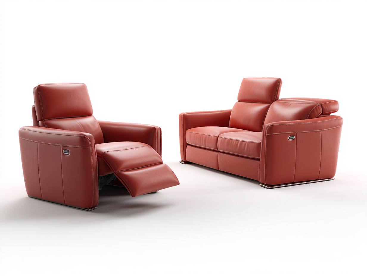 Relaxsofa Sets Lederoptik gepolstert 210x96x100 cm - Rotbraun - modernes Design-Ziriroom